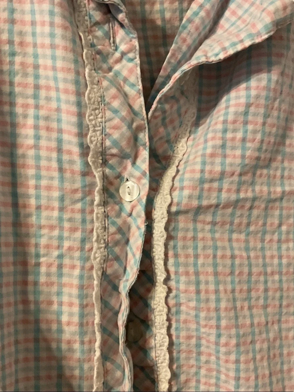 Classic Cotton tog shop.vintage checked Pajama Set with Ruffle Trim - size XLP - Picture 4 of 5